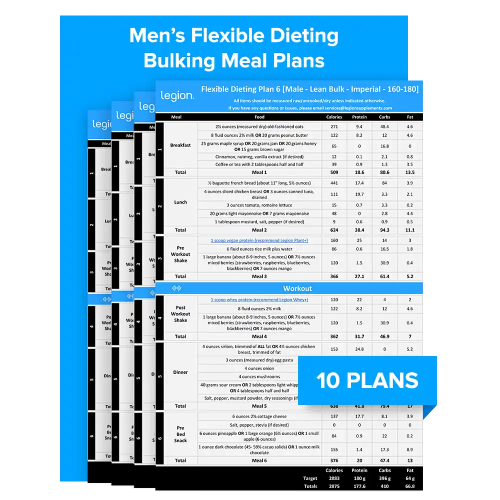 Men's Muscle Building Meal Plans - 120 lbs - 140 lbs