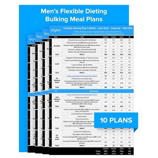 Men's Muscle Building Meal Plans - 120 lbs - 140 lbs